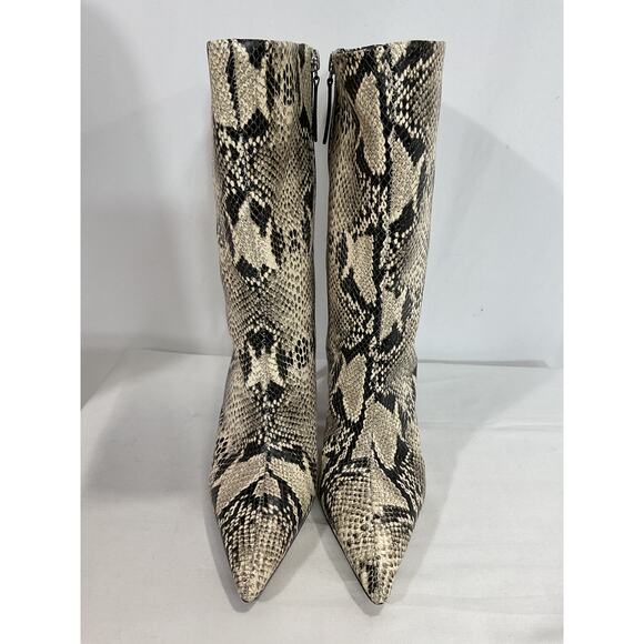 Schutz 'Mary' Black Snake Print Leather Stiletto Heel Size 7 - Picture 2 of 6